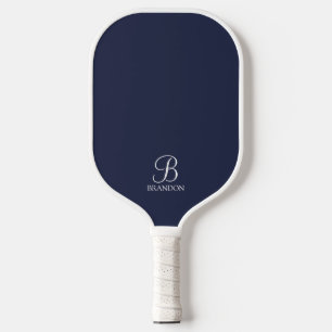 Navy Blue Personalized Script Monogram and Name Pickleball Paddle