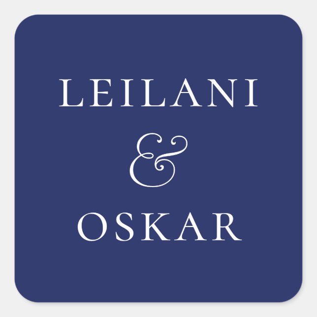 Navy Blue Personalized Square Sticker (Front)