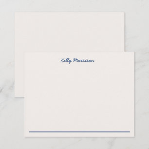 Navy Blue Personalized Stationery Ivory Card