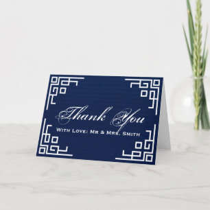 Navy Blue Personalized Swirl Border Thank You