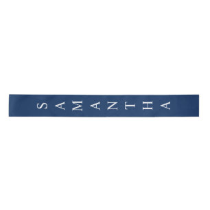 Navy Blue  Personalized Vertical Name  Satin Ribbon