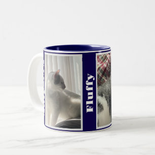 Navy Blue Pet Photos and Names  Two-Tone Coffee Mug