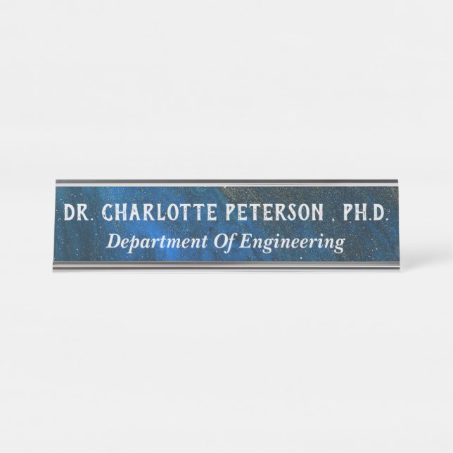 Navy Blue Phd or Doctorate  Desk Name Plate (Front)