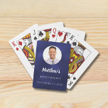 Navy blue photo birthday party playing cards<br><div class="desc">For a 40th (or any age)  birthday party. A navy blue uneven coloured background. Personalize and add a name and photo,  date.</div>