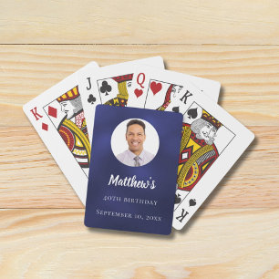 Navy blue photo birthday party playing cards