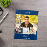Navy blue photo collage appointments 2025 planner<br><div class="desc">Create your own unique photo collage. Use four,  4 of your favourite photo.   Personalize and a year,  name and text. A navy blue background,  white text.</div>