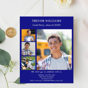 Navy blue photo Graduation Party invitation