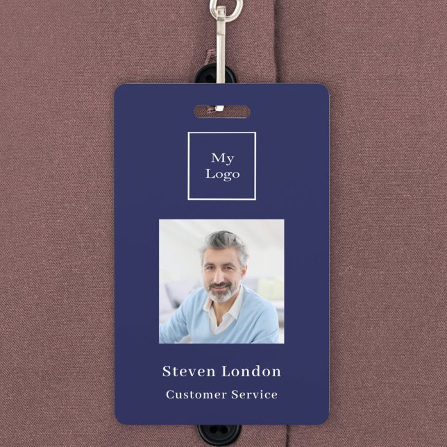 Navy blue photo name QR code business logo Badge (Creator Uploaded)