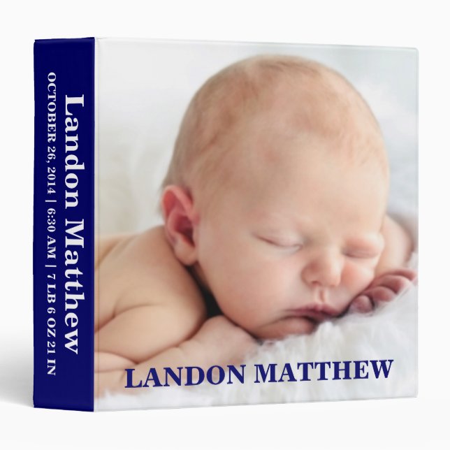 Navy Blue Photo Personalized Binder Album (Front/Spine)