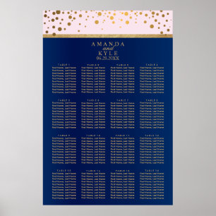 Navy Blue, Pink and Gold -  16 Seating Chart