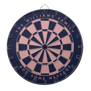 Navy Blue Pink Custom Family Name Message Classic  Dartboard