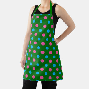 Navy Blue Pink Cyan Polka Dot Pattern Apron
