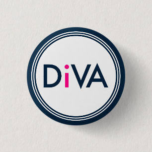 Navy-blue & Pink Diva-Text Design 1 Inch Round Button