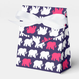 Navy blue & pink elephants favour box