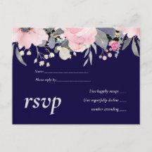 Navy Blue Pink Floral Modern Wedding Budget