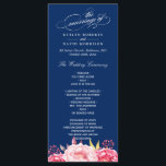 Navy Blue Pink Floral Wedding Program Template<br><div class="desc">Navy Blue Pink Floral Wedding Program Template Card. 
(1) For further customization,  please click the "customize further" link and use our design tool to modify this template. 
(2) If you need help or matching items,  please contact me.</div>