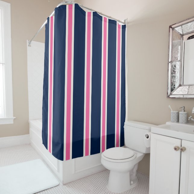 Navy Blue Pink Khaki Stripes Personalized (In Situ)