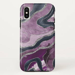 Navy Blue Pink Marble Agate Silver Glitter Glam #1 Case-Mate iPhone Case