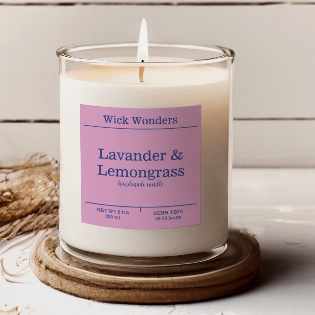 Navy Blue Pink Minimalistic Candle Making Label (Creator Uploaded)
