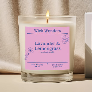 Navy Blue Pink Minimalistic Candle Making Label