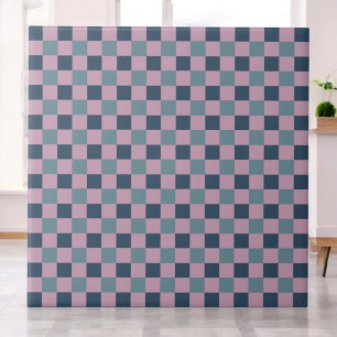 Navy Blue & Pink Purple Chequered Pattern Retro  Tile