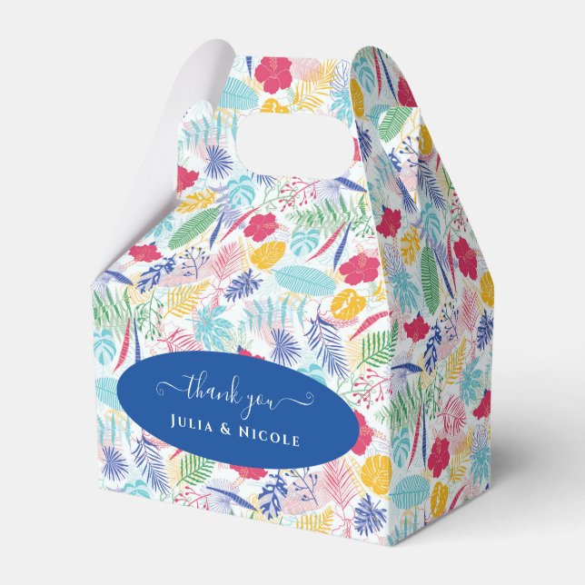 Navy Blue Pink Wild Rain Forest Evergreen Wedding Favor Box (Front Side)