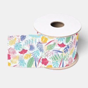 Navy Blue Pink Wild Rain Forest Evergreen Wedding Grosgrain Ribbon