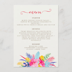Navy Blue Pink Wild Rain Forest Evergreen Wedding Menu