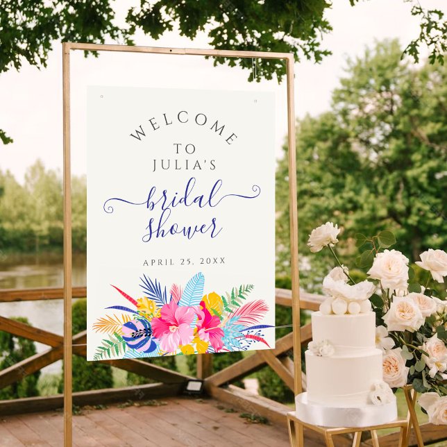 Navy Blue Pink Wild Rainforest Bridal Shower Poster (Creator Uploaded)