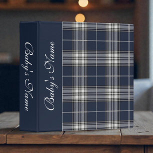 Navy Blue Plaid Baby Photos Binder