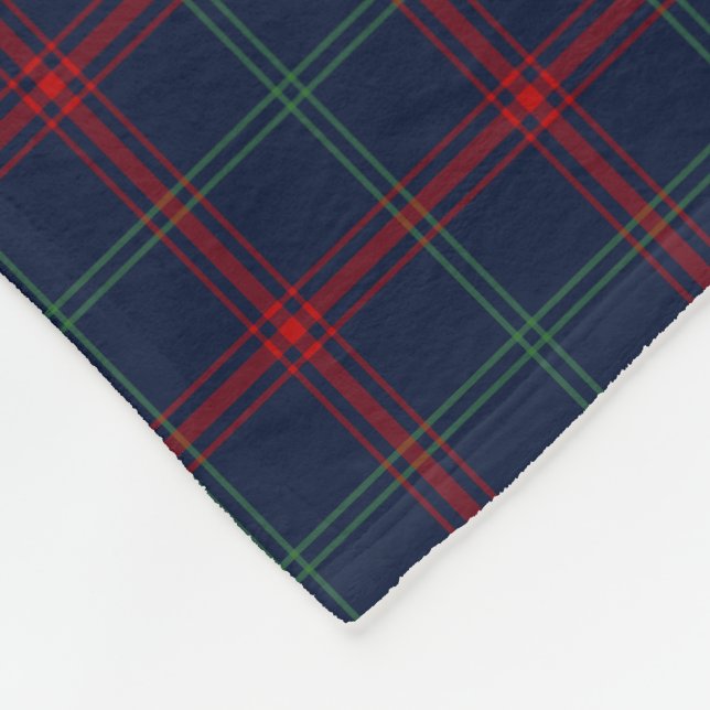 Navy Blue Plaid Lynch Tartan Fleece Blanket (Corner)