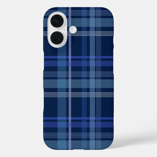 Navy Blue Plaid Tartan Cute Retro Aesthetic Case-Mate iPhone Case (Back)