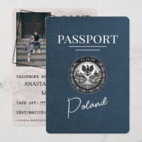 Navy Blue Poland Passport Save The Date
