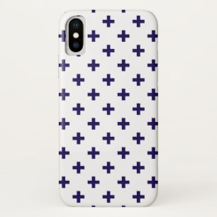 Navy blue polka crosses on white Case-Mate iPhone case