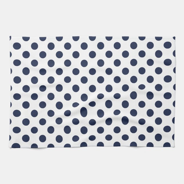 Navy Blue Polka Dot Kitchen Towel (Horizontal)