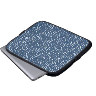 navy blue polka dot laptop sleeve