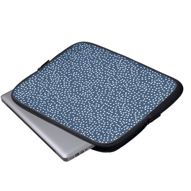 navy blue polka dot laptop sleeve (Front Bottom)