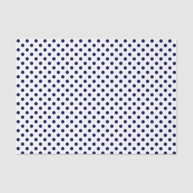Navy Blue Polka Dot on White Tissue Paper (Front)