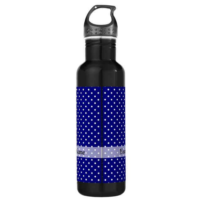 Navy blue polka dot pattern 710 ml water bottle (Front)