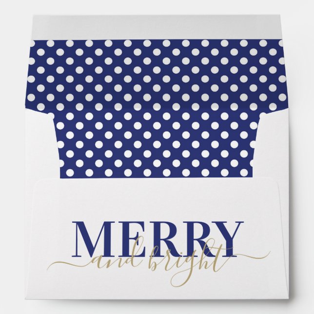 Navy blue polka dot pattern Christmas Envelope (Back (Bottom))
