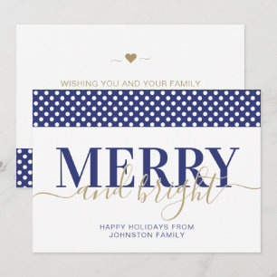 Navy blue polka dot pattern Christmas Holiday Card