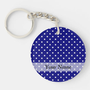 Navy blue polka dot pattern keychain