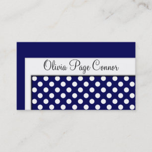 Navy Blue Polka Dot Professional Business Cards