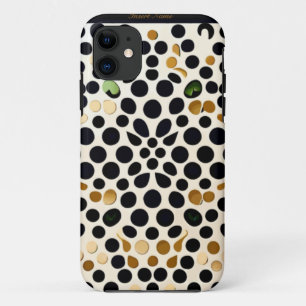 Navy Blue Polka Dots: Gold and Emerald Accents iPhone 11 Case