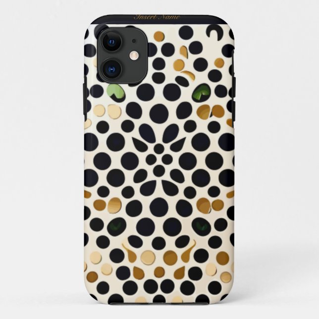 Navy Blue Polka Dots: Gold and Emerald Accents Case-Mate iPhone Case (Back)