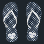 Navy Blue Polka Dots Heart Monogram Honeymoon Flip Flops<br><div class="desc">Blue Polka Dots Heart Monogram Honeymoon Flip Flops</div>