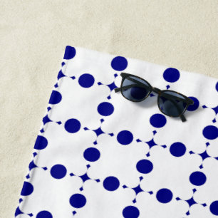 Navy Blue Polka Dots, Polka Dot Pattern, Dots Beach Towel