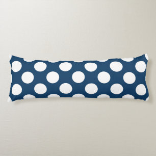 Navy Blue Polka Dots, Polka Dot Pattern, Dots Body Pillow