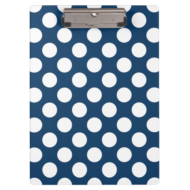 Navy Blue Polka Dots, Polka Dot Pattern, Dots Clipboard (Front)
