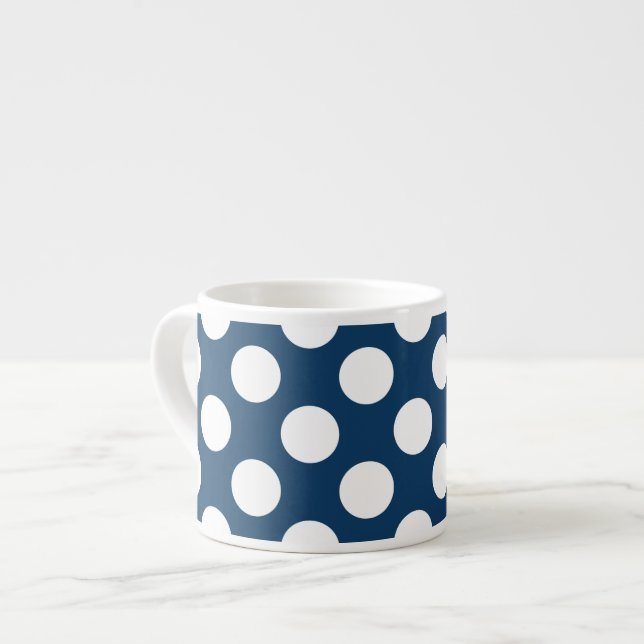 Navy Blue Polka Dots, Polka Dot Pattern, Dots Espresso Cup (Front Left)